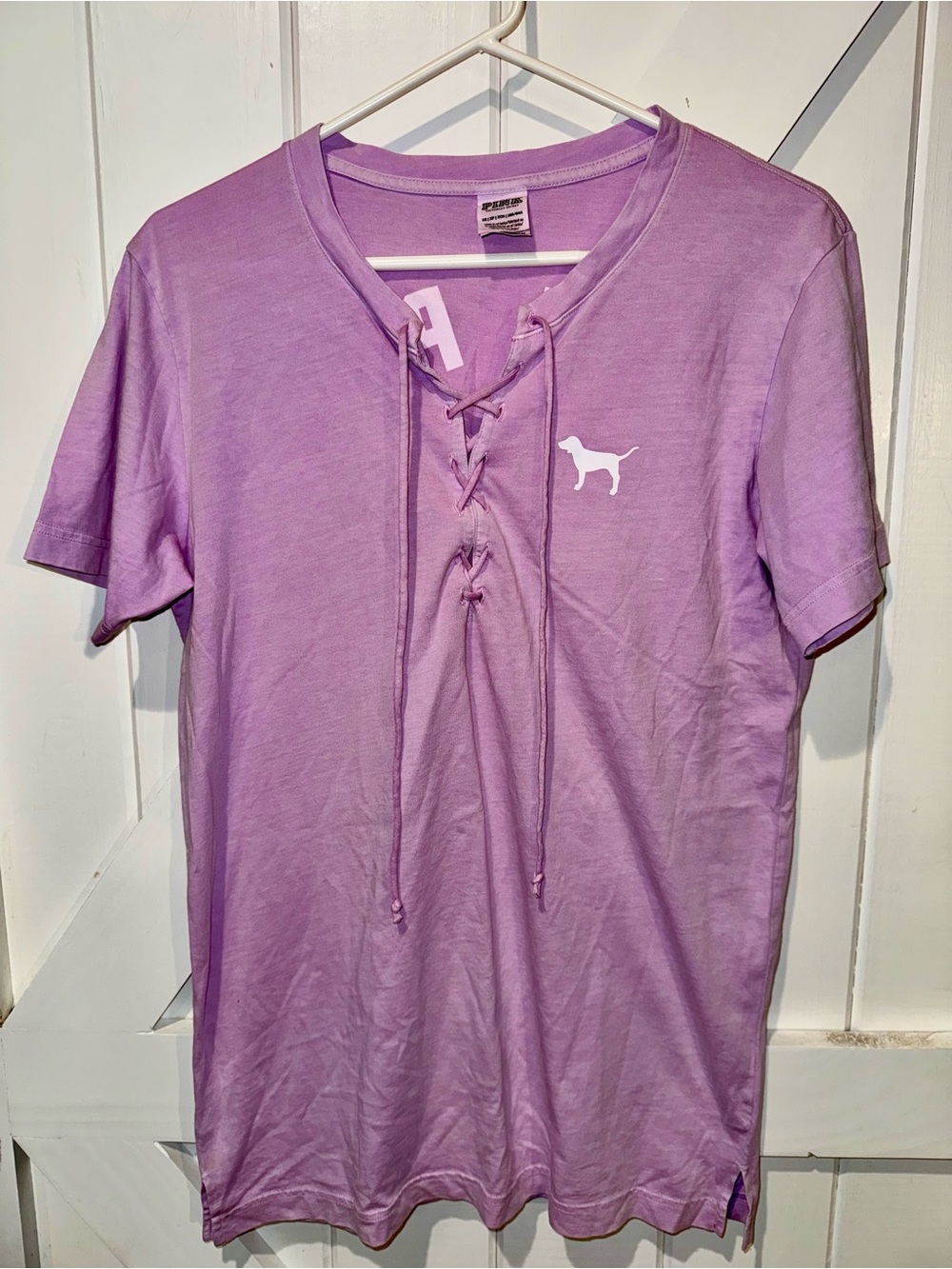 PINK Victoria’s Secret Lace Up Tee Lavender Short Sleeve Top XS